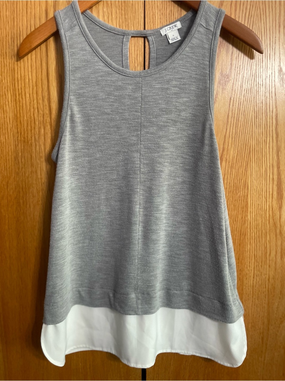 J. Crew Gray Tank Top with White Layered Hem